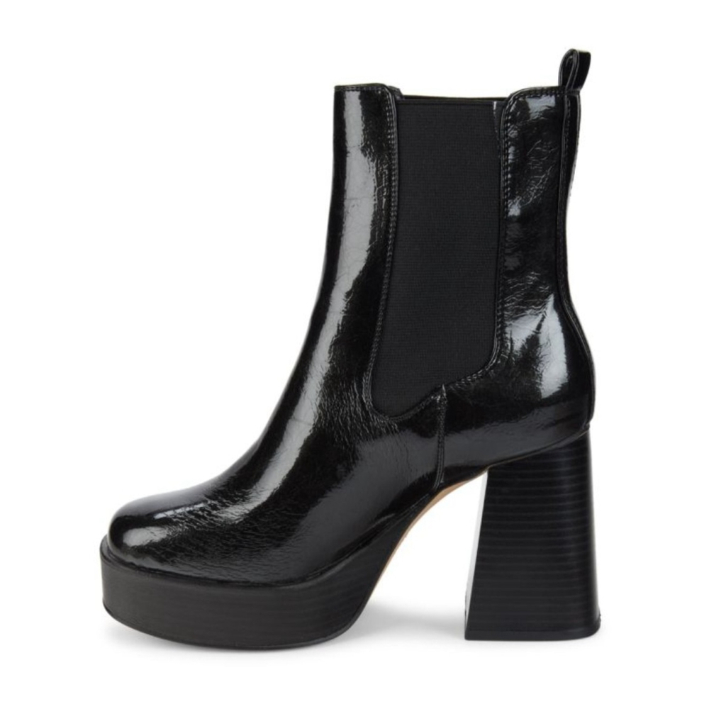 Circus Sam Edelman Crinkled Faux Leather 70s Platform Boots Booties 9.5 M BLACK - Picture 4 of 16